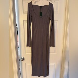 Wild Fable Long Sleeve Ribbed Dress in Slate Blue